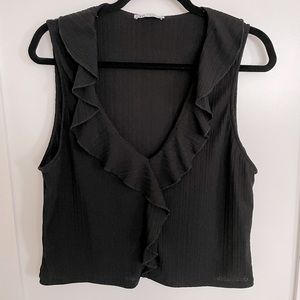 Zara plunge neck ruffled top